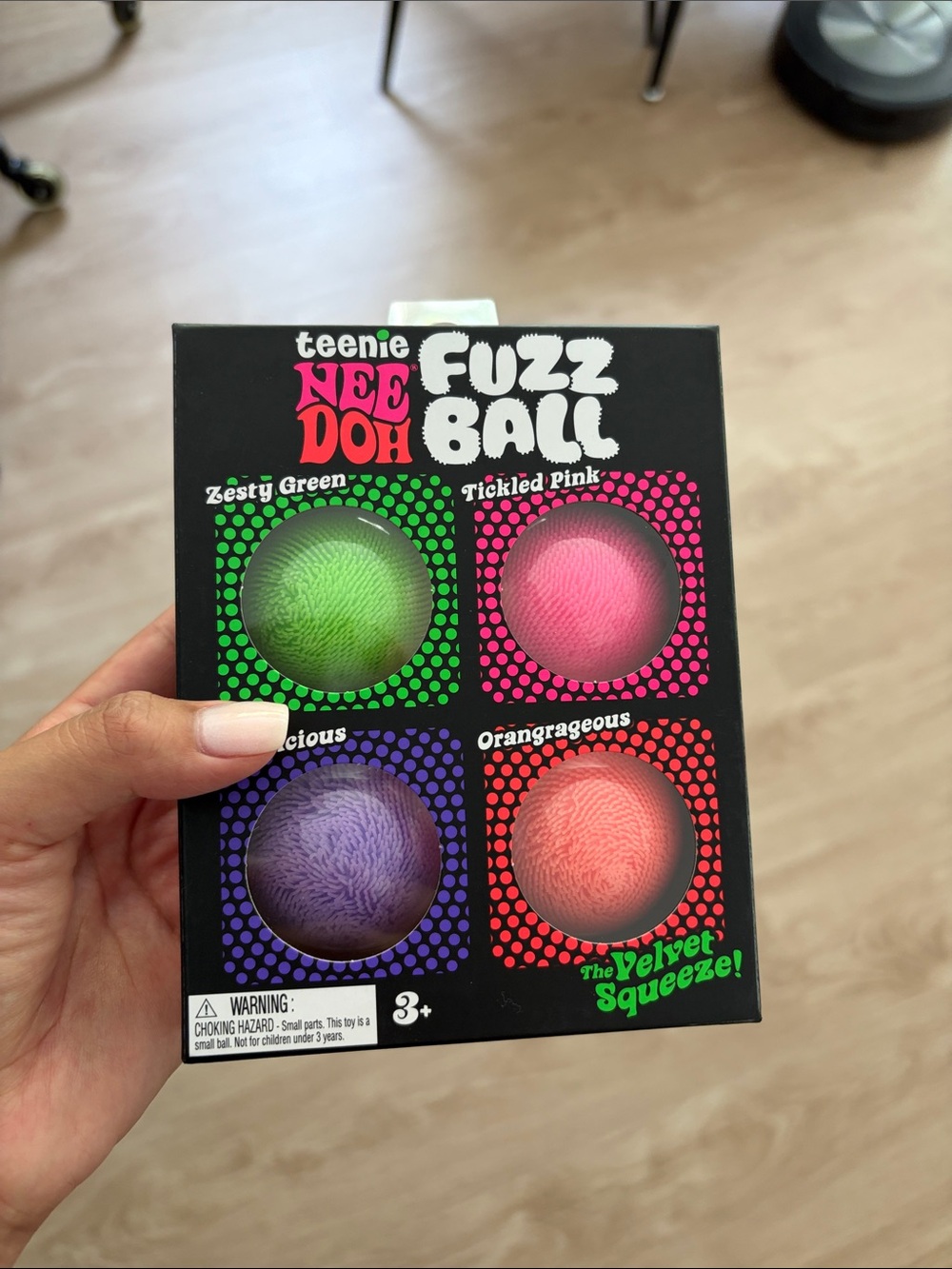 Teenie Nee Doh Fuzz Ball 4-Pack - Green, Pink, Purple, Orange